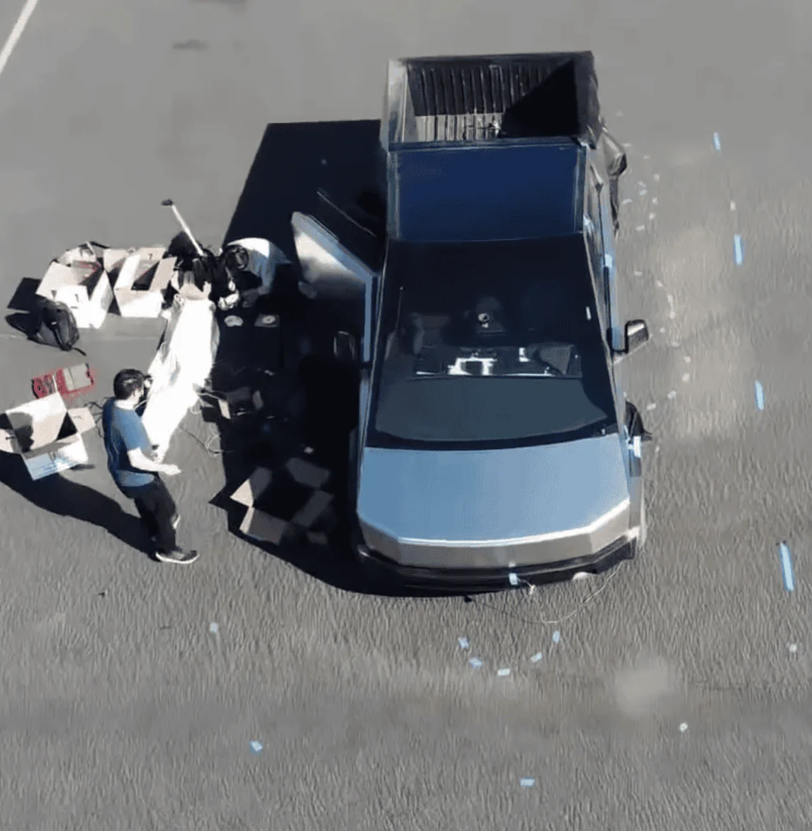 Tesla Cybertruck Cybertruck prototype spotted again on Fremont track. (2/7/2022) 1644294778816