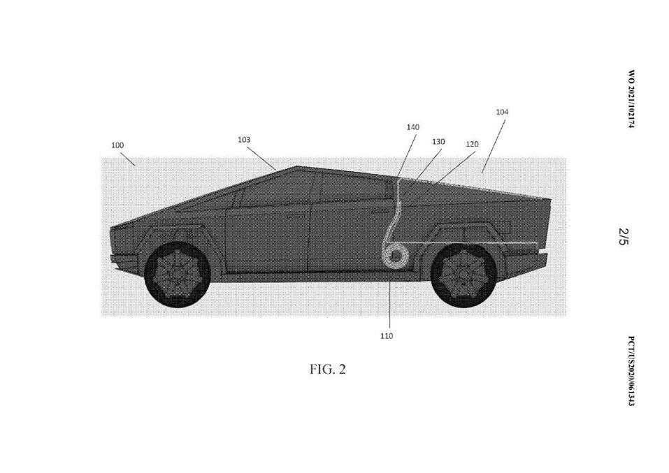 Tesla Cybertruck Cybertruck prototype spotted again on Fremont track. (2/7/2022) Patent Image