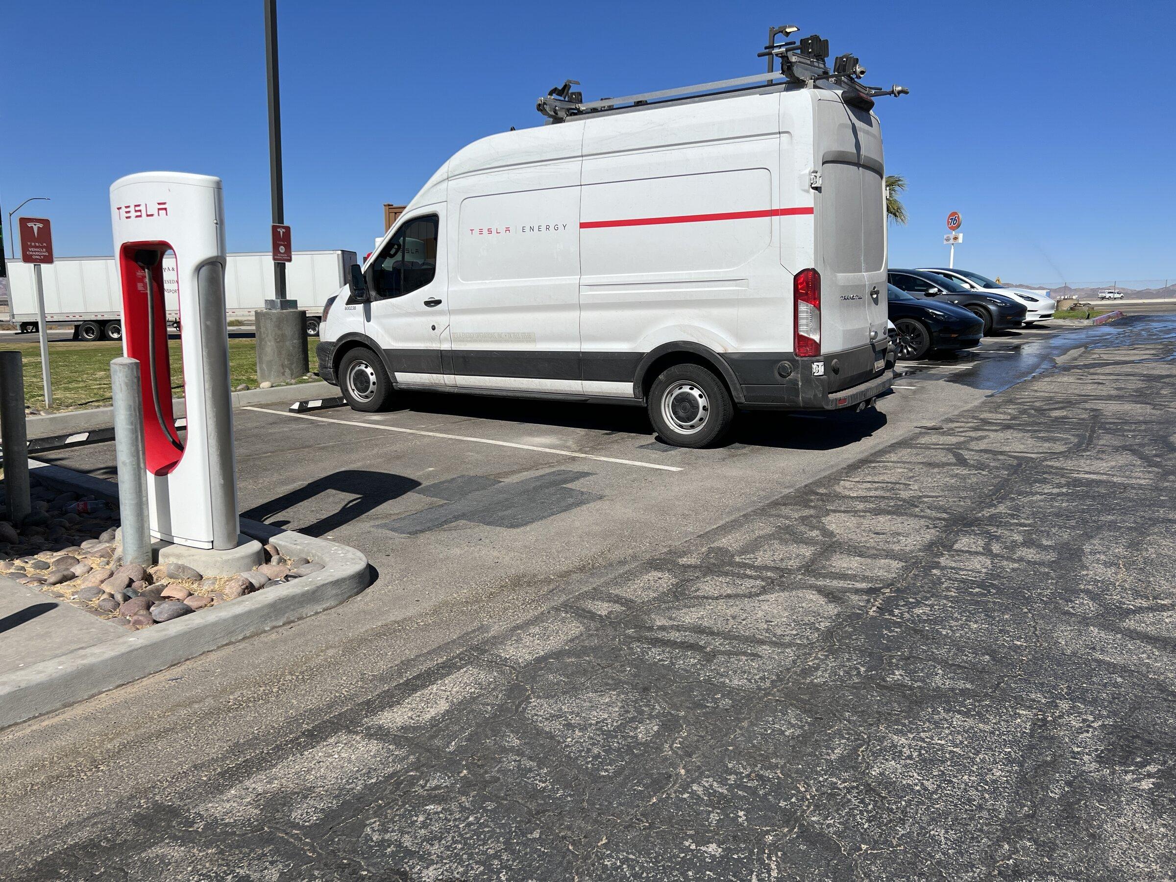 Tesla Cybertruck Pull-through Supercharger, and leaving home without a safety net (charge cord) 1646177291597