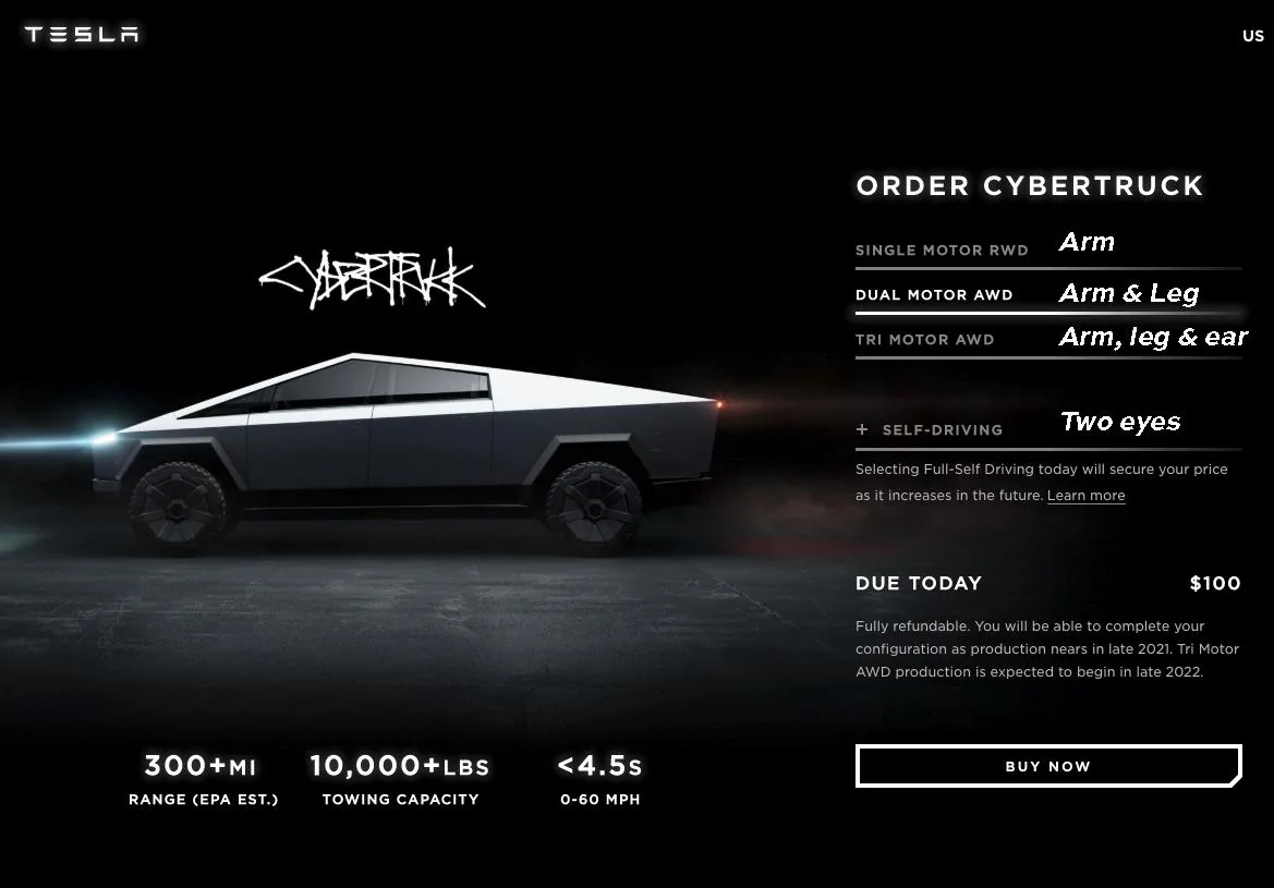 Tesla Cybertruck Elon Musk replies to a Tweet about Pricing on the Cybertruck CyberTruck new prices