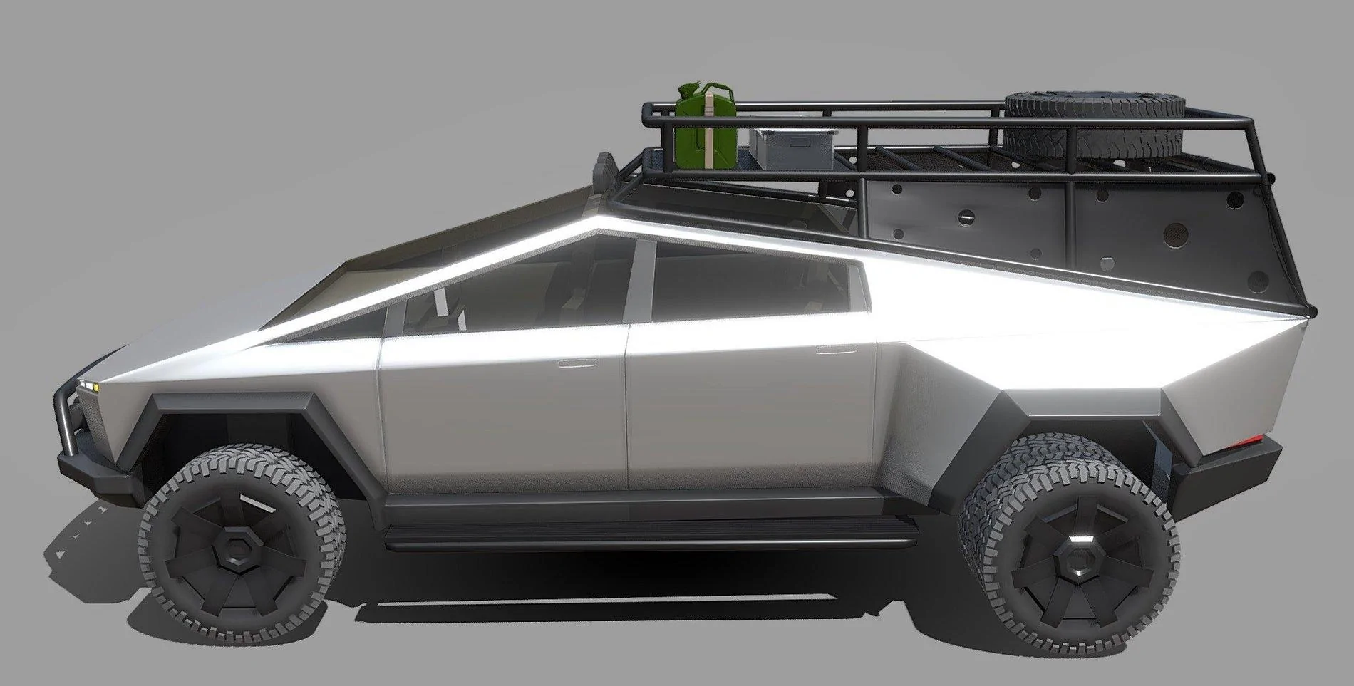 Tesla Cybertruck Tesla Killed the Side Toolbox storage at least on these prototypes Roof_Bed_Cargo_Rack_Tesla_Cybertruck_OffRoad_002-2