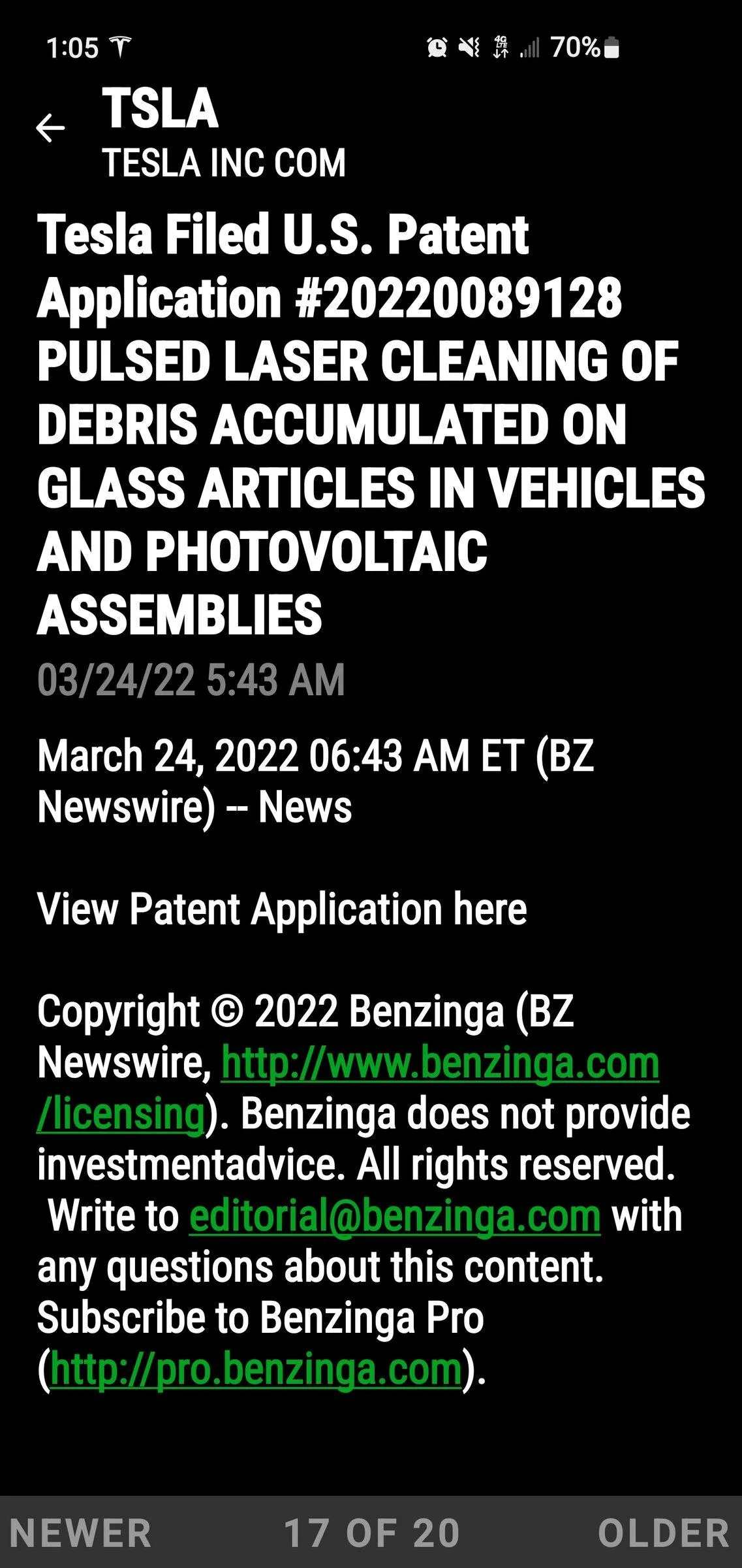 Tesla Cybertruck Tesla files patent for laser wipers Screenshot_20220324-130540_thinkorswim