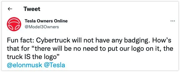 Tesla Cybertruck My Cybertruck badging prediction cybertruck no Badgin