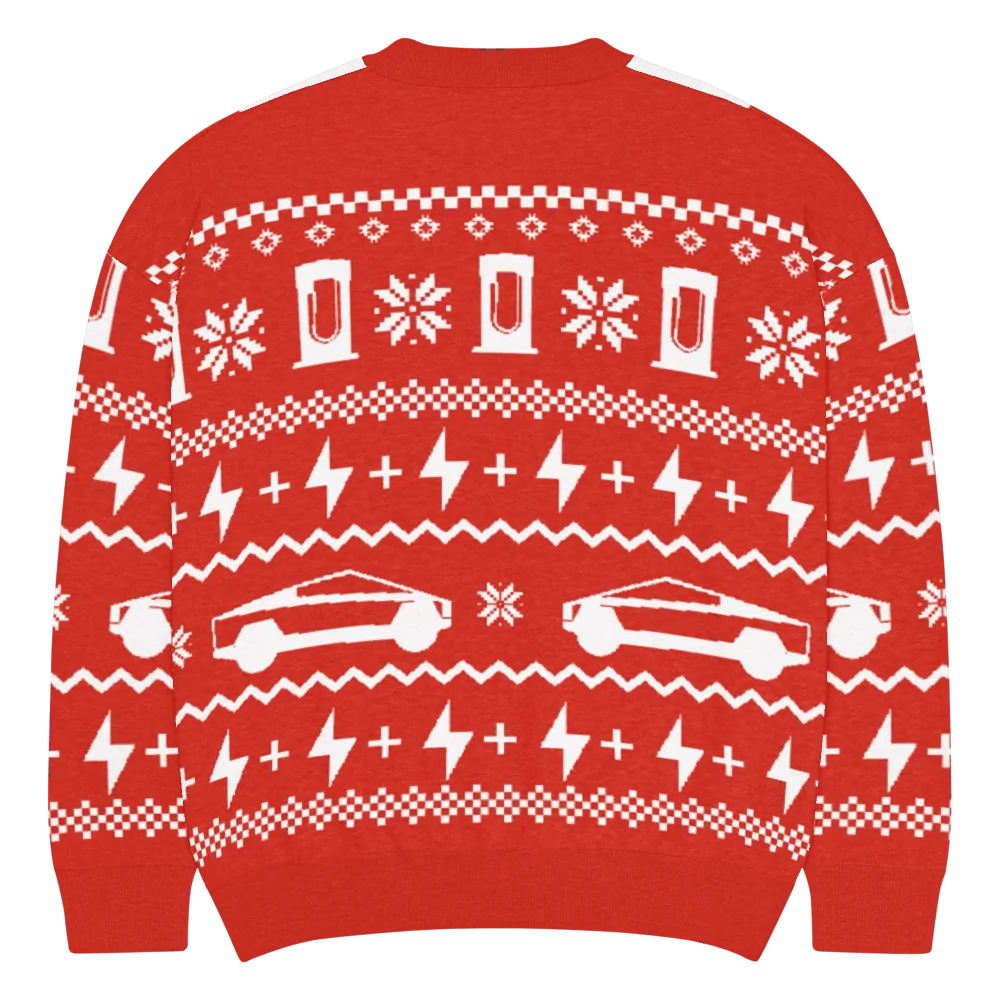 Tesla Cybertruck Get Your Cybertruck Optimus Holiday sweater!! relaxed-fit-knitted-crew-neck-sweater-custom-2xl-back-6936424d04fb3