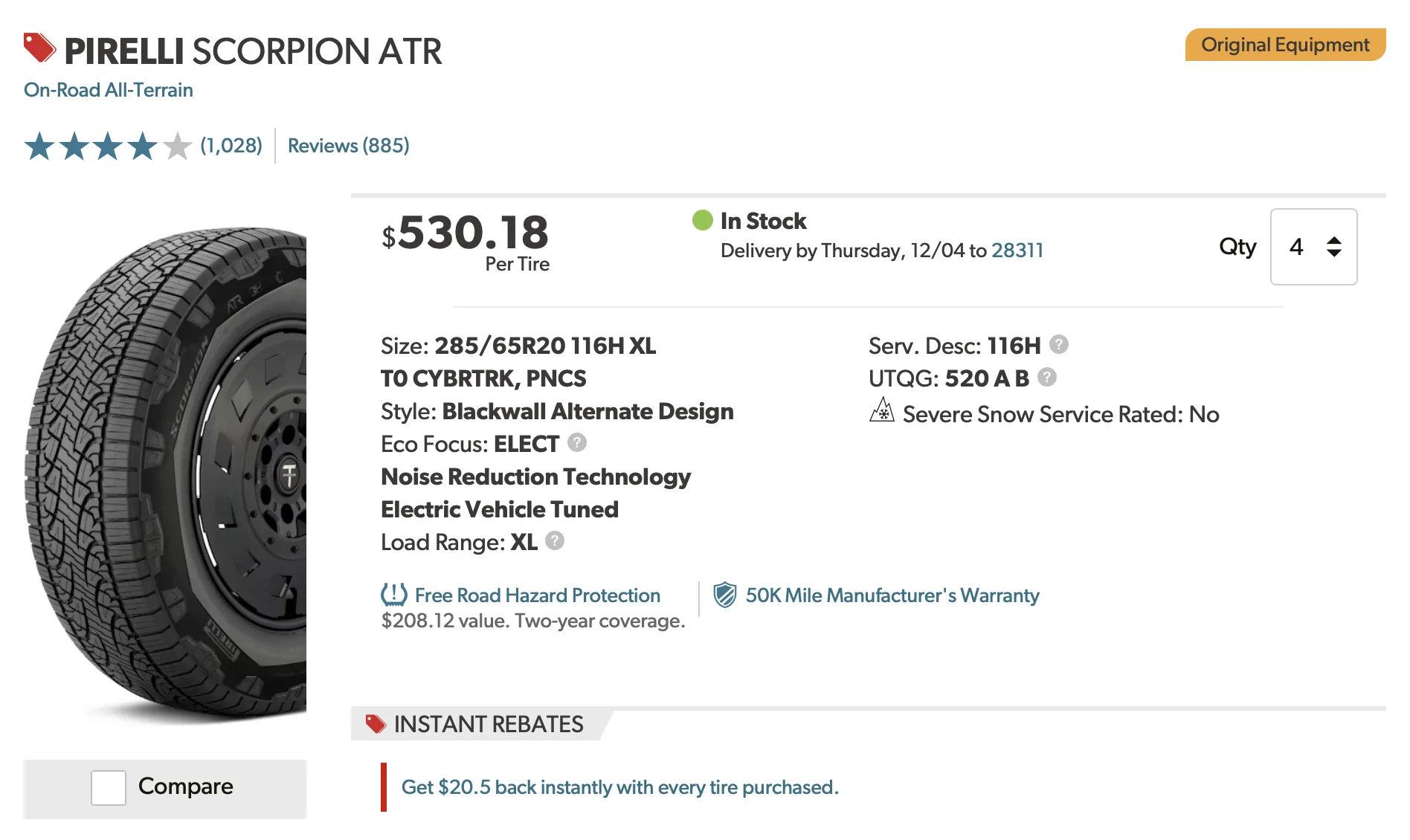 Tesla Cybertruck 4 Almost Brand New Pirelli Scorpion Cybertruck Tires w/covers Screenshot 2025-12-01 at 16.47.52
