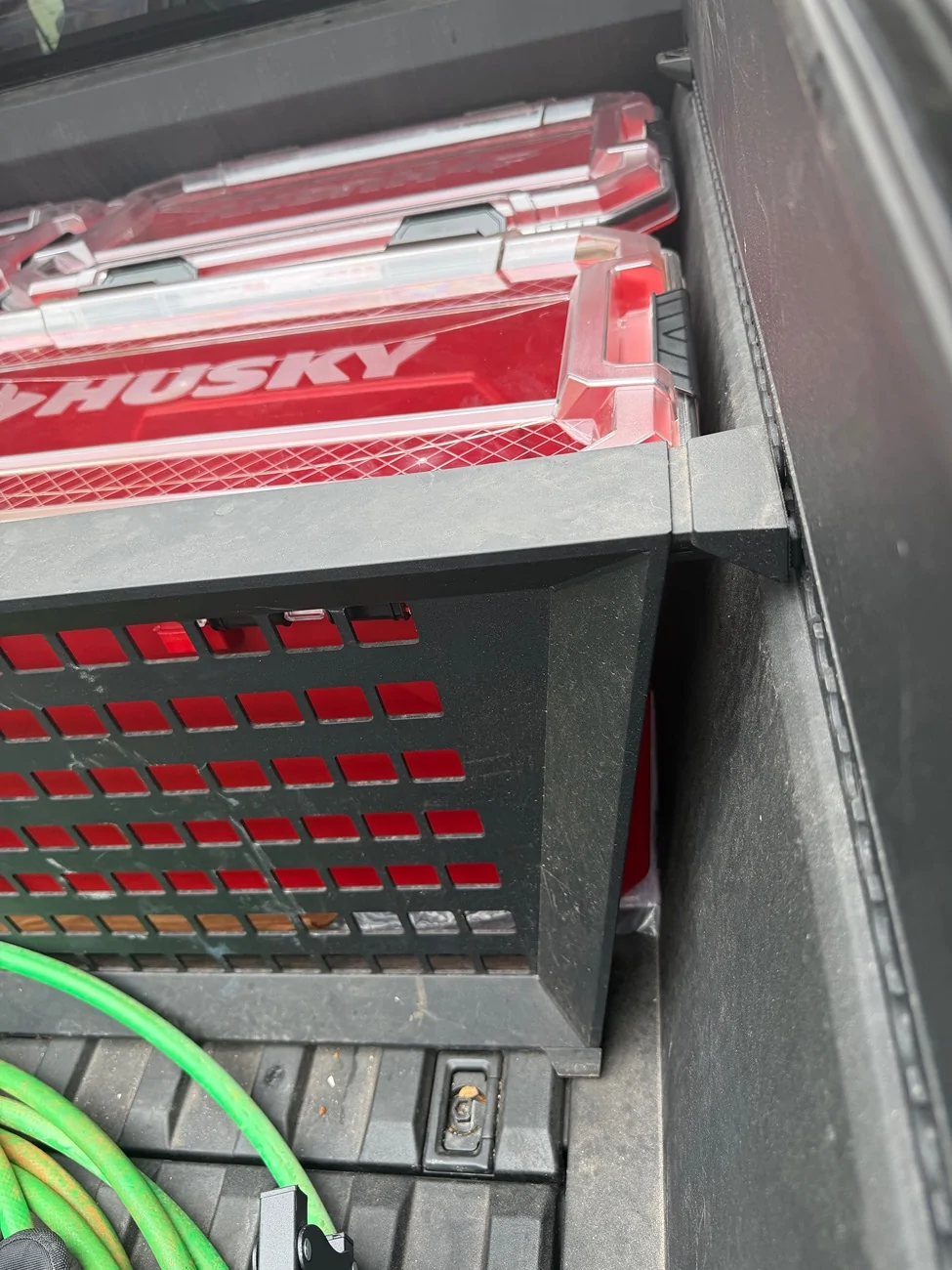 Tesla Cybertruck Aftermarket Bed Storage Bins -- Husky Heavy Duty Waterproof Stackable Plastic Storage Containers [Updated w/ photos vs. Tesla Vault Bins] IMG_1970
