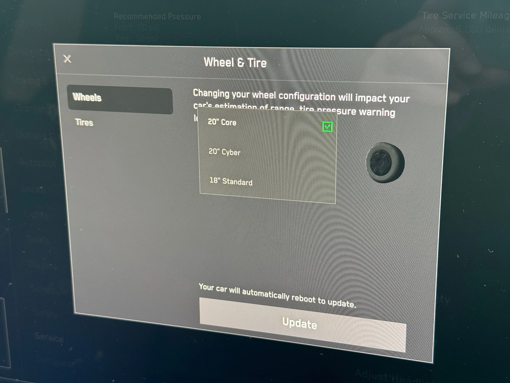 Tesla Cybertruck How can we adjust settings for aftermarket tire size IMG_0205