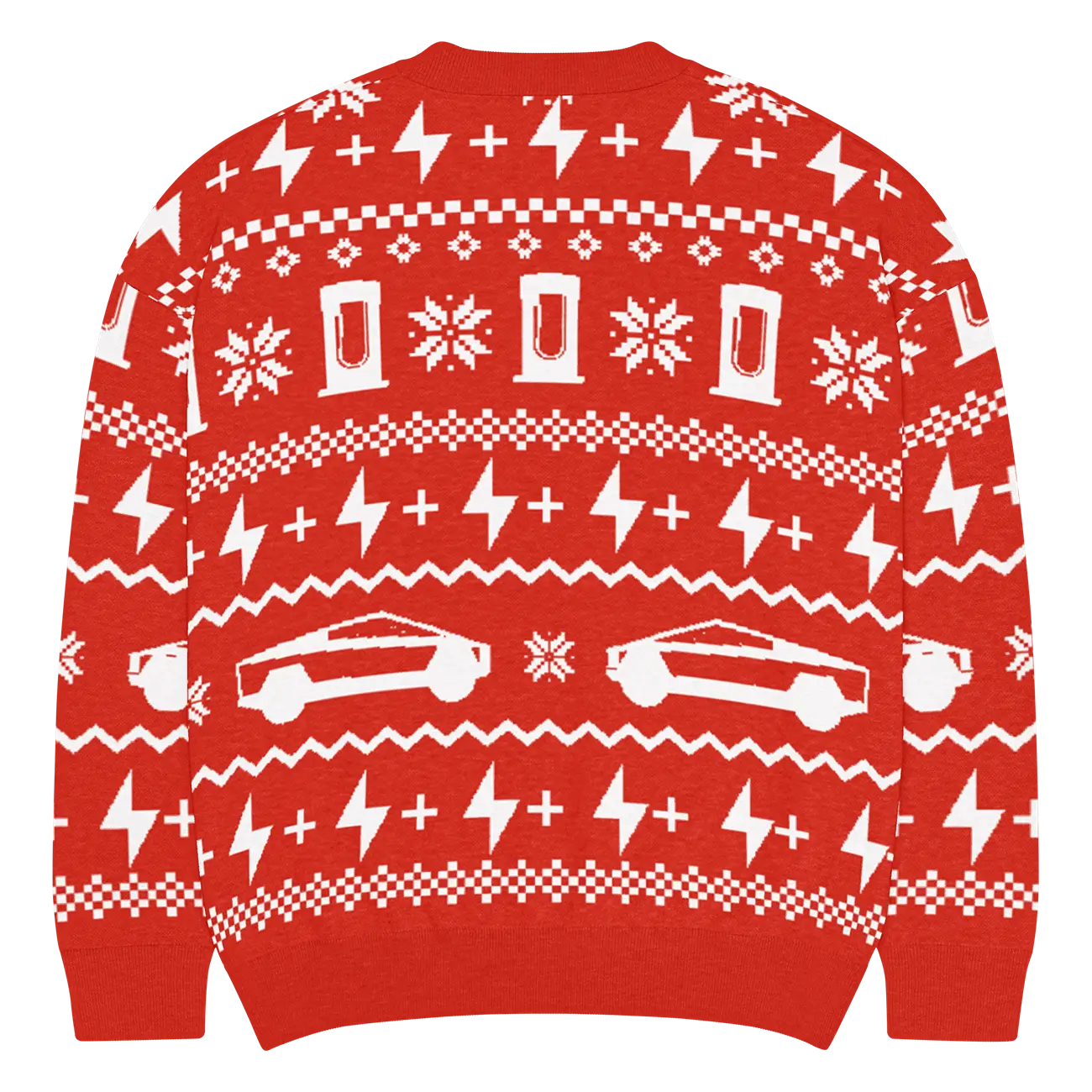 Tesla Cybertruck Get Your Cybertruck Optimus Holiday sweater!! relaxed-fit-knitted-crew-neck-sweater-custom-m-back-693875079ba50