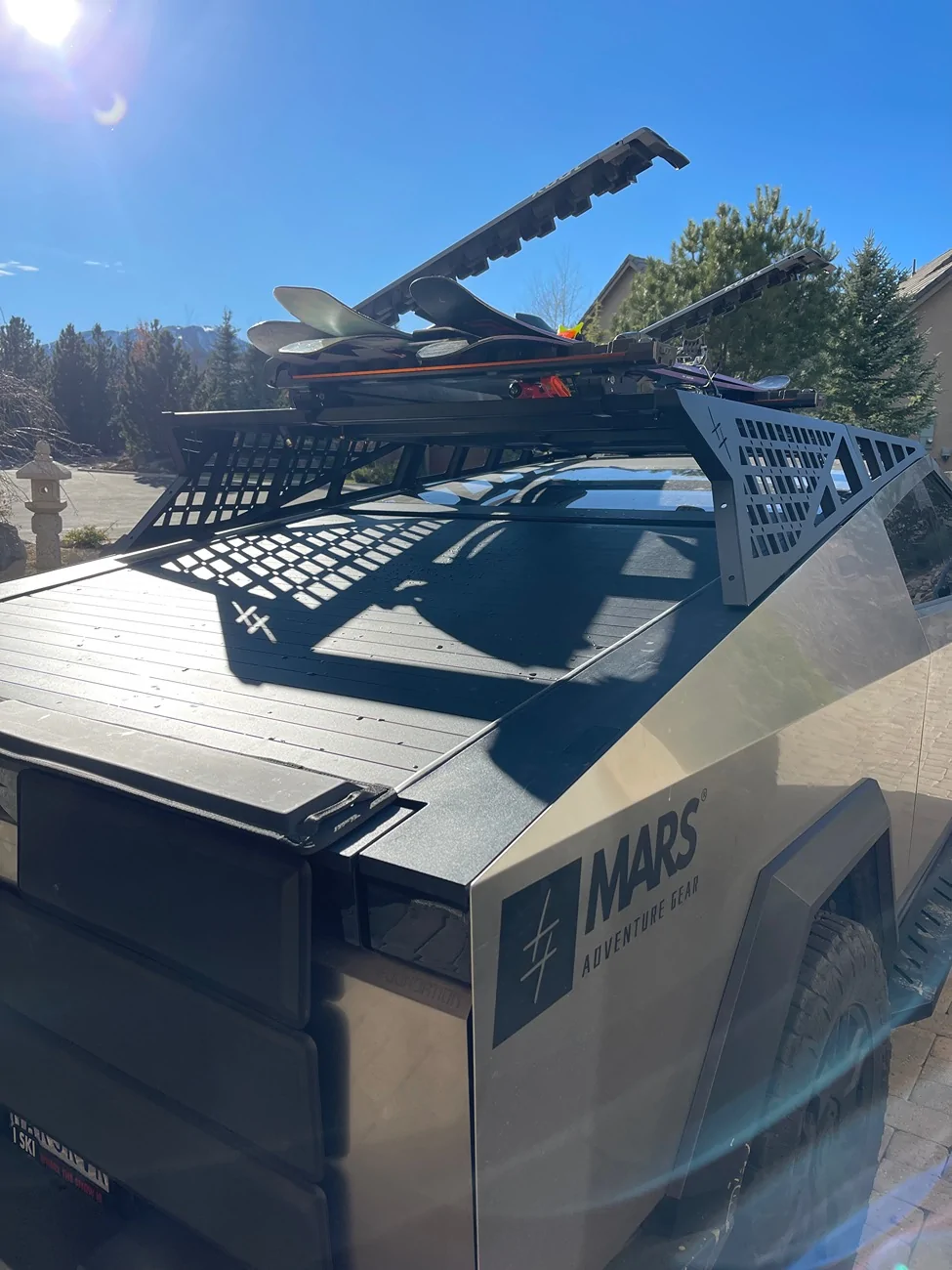 Tesla Cybertruck Snowboard / ski rack attached to L-track bed build 🏂 IMG_1519