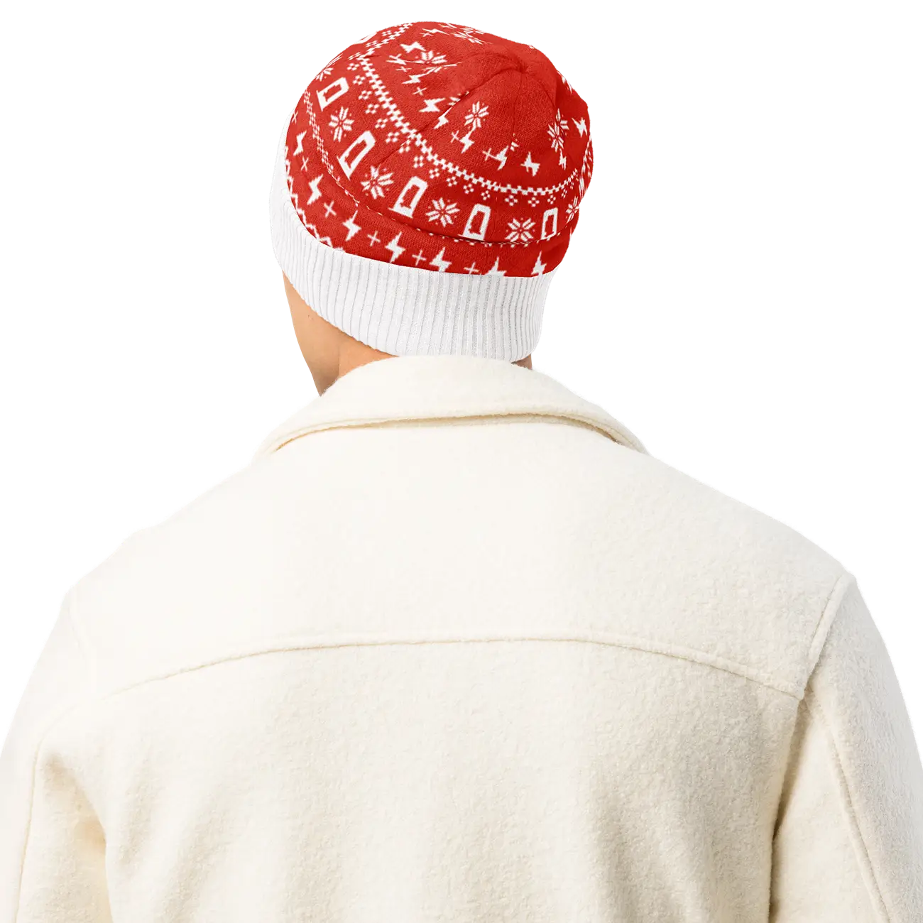 Tesla Cybertruck Get Your Cybertruck Optimus Holiday sweater!! knitted-beanie-custom-back-6939329b9ea81