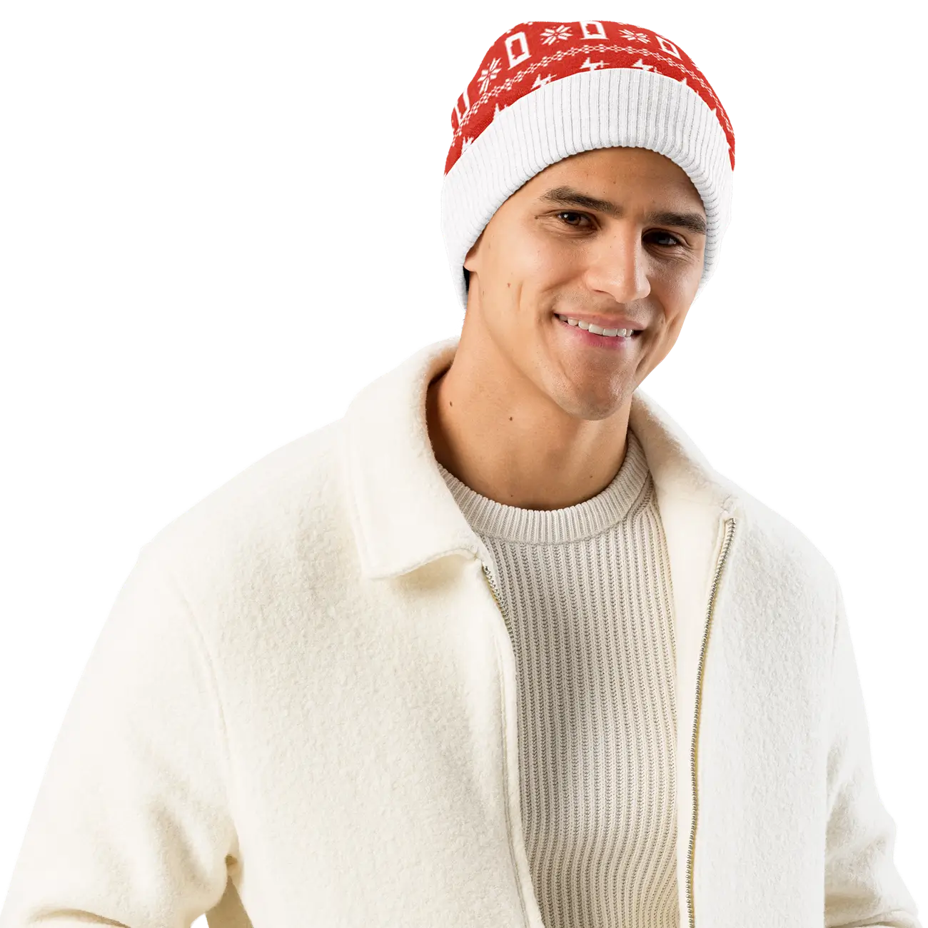 Tesla Cybertruck Get Your Cybertruck Optimus Holiday sweater!! knitted-beanie-custom-right-front-6939329b9f3b4