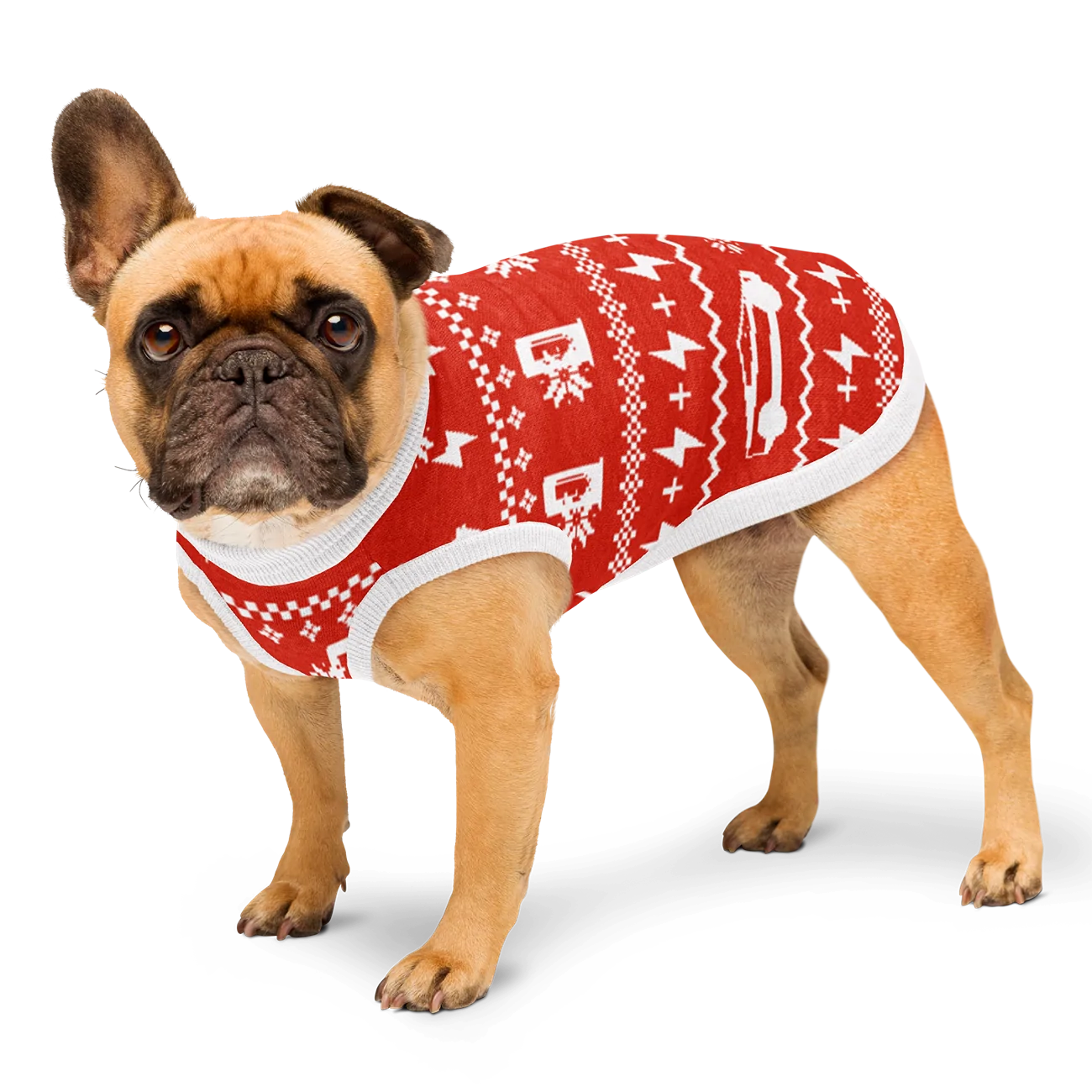 Tesla Cybertruck Get Your Cybertruck Optimus Holiday sweater!! knitted-pet-sweater-custom-m-left-front-69393d9495d31