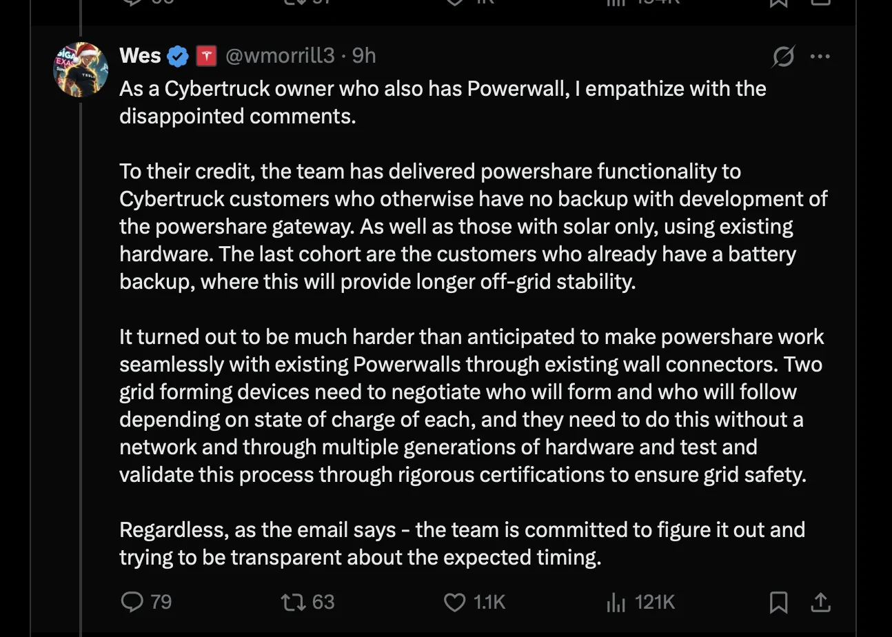 Tesla Cybertruck Powershare Delayed Until Mid-2026 Screenshot 2025-12-12 at 7.18.45 PM