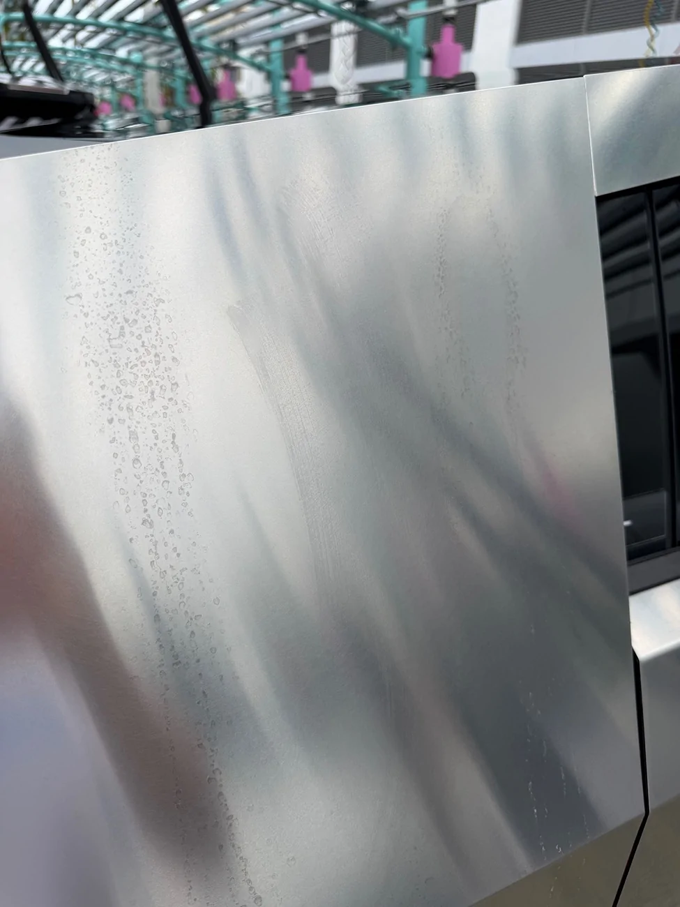 Tesla Cybertruck Staining spots on metal IMG_0373
