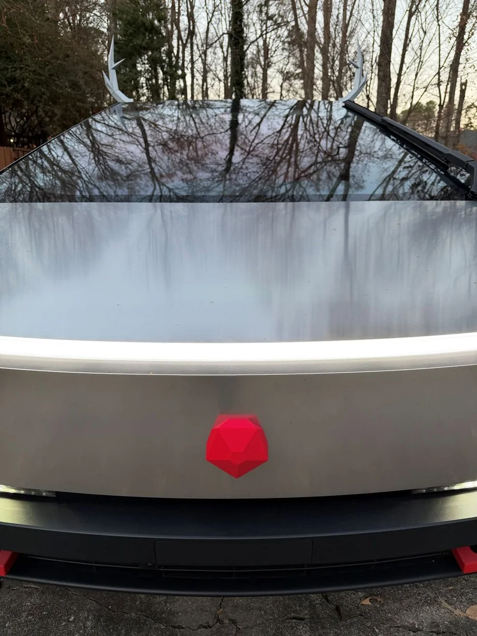 Tesla Cybertruck [3D Print] Christmas - Rudolph Red Nose and Reindeer Antlers nose_front