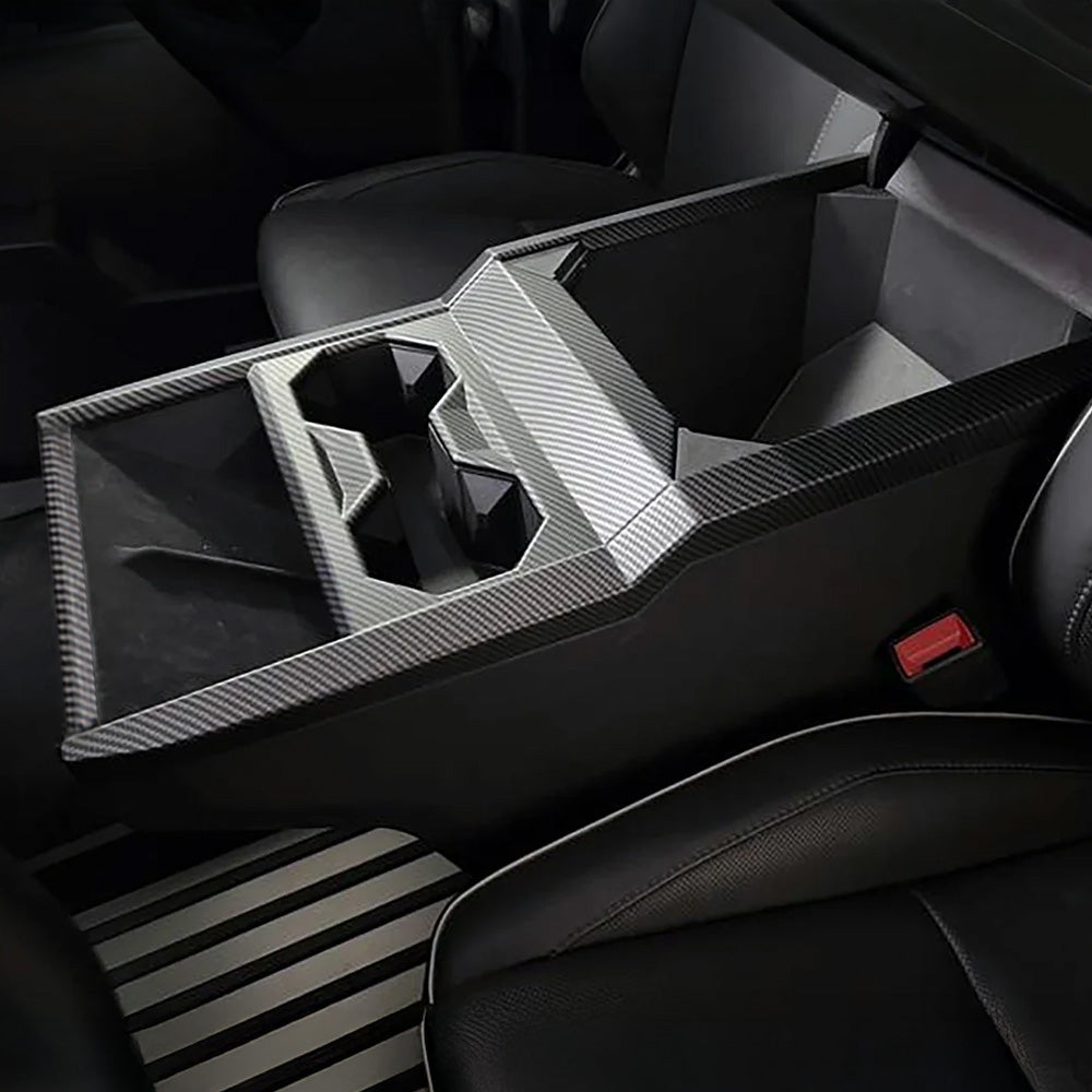 Tesla Cybertruck Carbon Fiber Center Console Cup Holder Frame for Cybertruck + 🎄 Christmas Sale! Fiber_Cybertruck_Center_Console_Cup_Holder_Frame_1