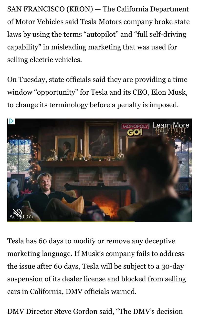 Tesla Cybertruck DMV CA ultimatum to Tesla over "autopilot" and "full self-driving capability" marketing language 😡 IMG_8261