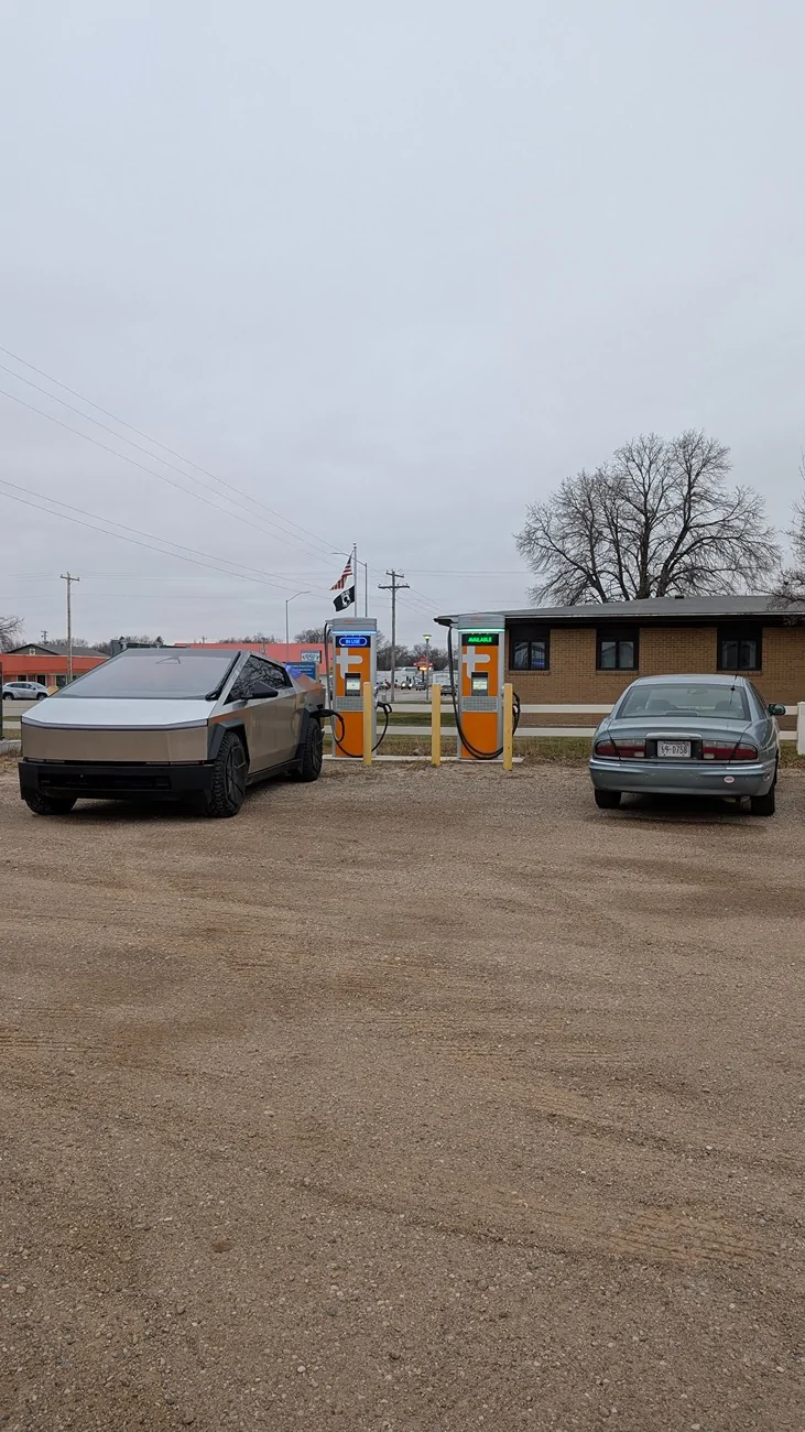 Tesla Cybertruck Chargepoint CCS1 reliability during winter road-trip through rural Nebraska? PXL_20251211_224158333