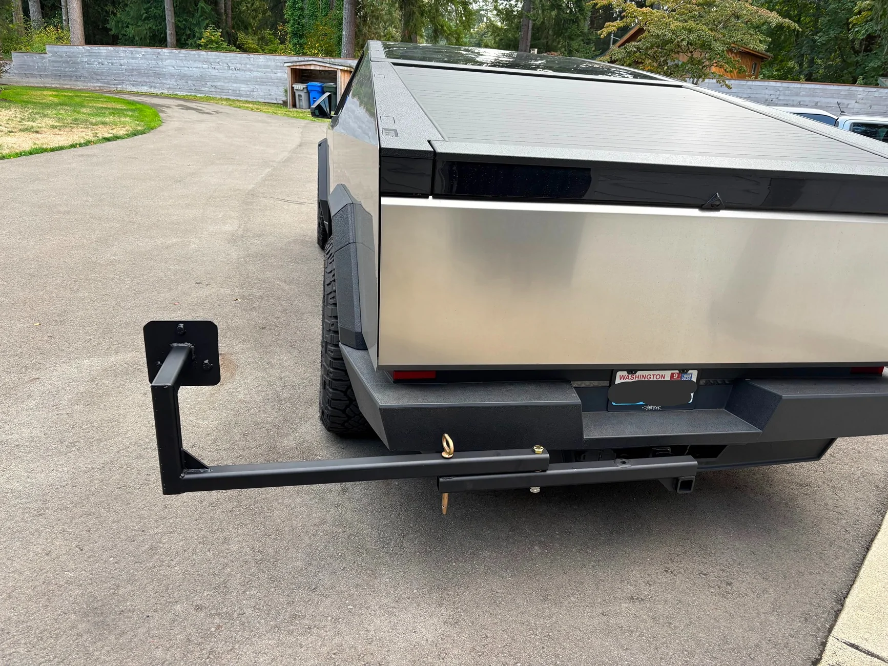 Tesla Cybertruck My Swing Away Spare Tire Carrier Rack in Bumper Hitch - Off-Center, Easy Lift Feature, $99 Custom DIY IMG_9072-EDIT