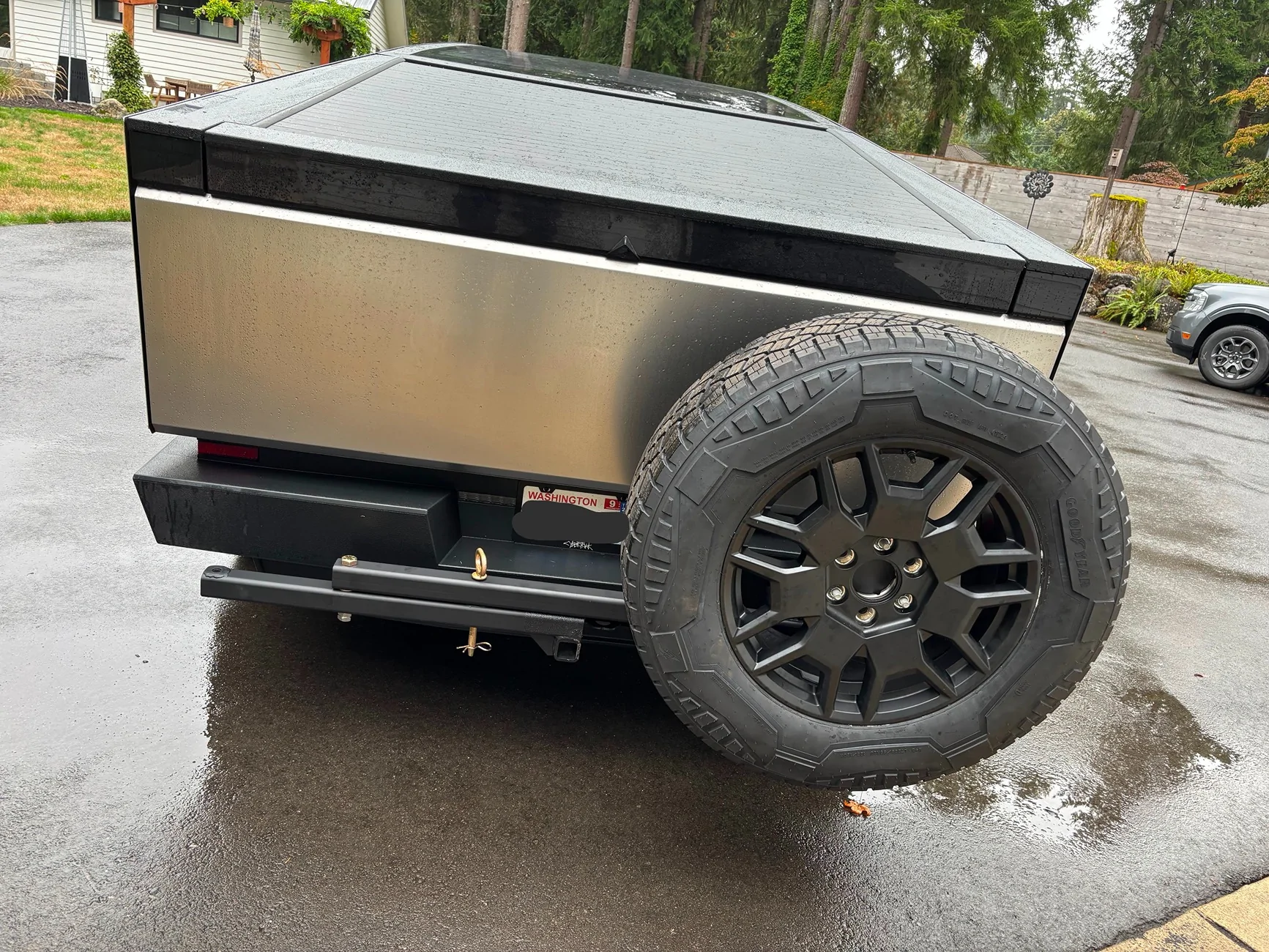 Tesla Cybertruck My Swing Away Spare Tire Carrier Rack in Bumper Hitch - Off-Center, Easy Lift Feature, $99 Custom DIY IMG_9078-EDIT