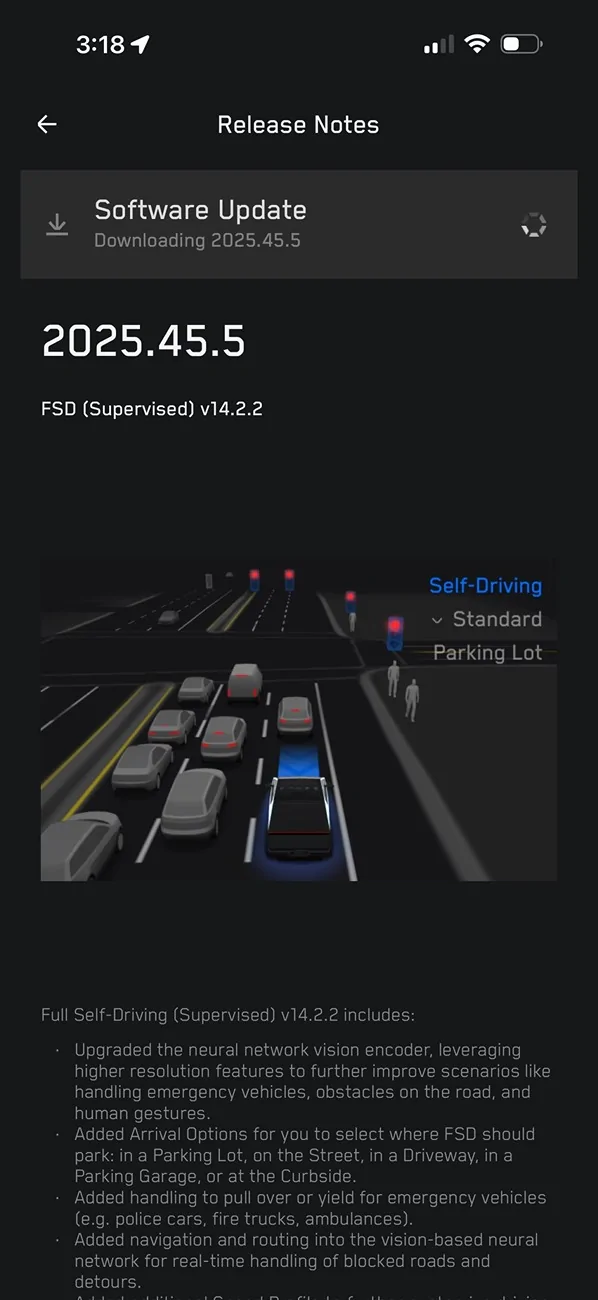 Tesla Cybertruck FSD 14.2.2 (Update 2025.45.5) now installing on Cybertrucks! G8zl5-LbsAAuHUZ
