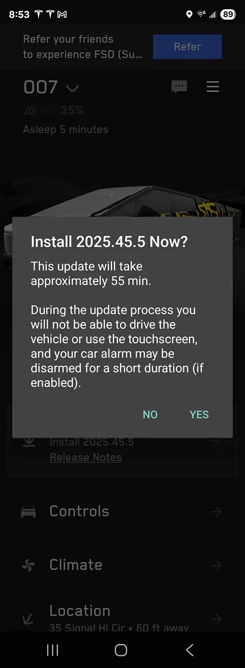 Tesla Cybertruck FSD 14.2.2 (Update 2025.45.5) now installing on Cybertrucks! Screenshot_20251223_205359_Tesla