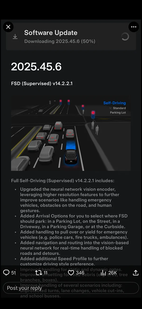 Tesla Cybertruck FSD 14.2.2 (Update 2025.45.5) now installing on Cybertrucks! IMG_4201