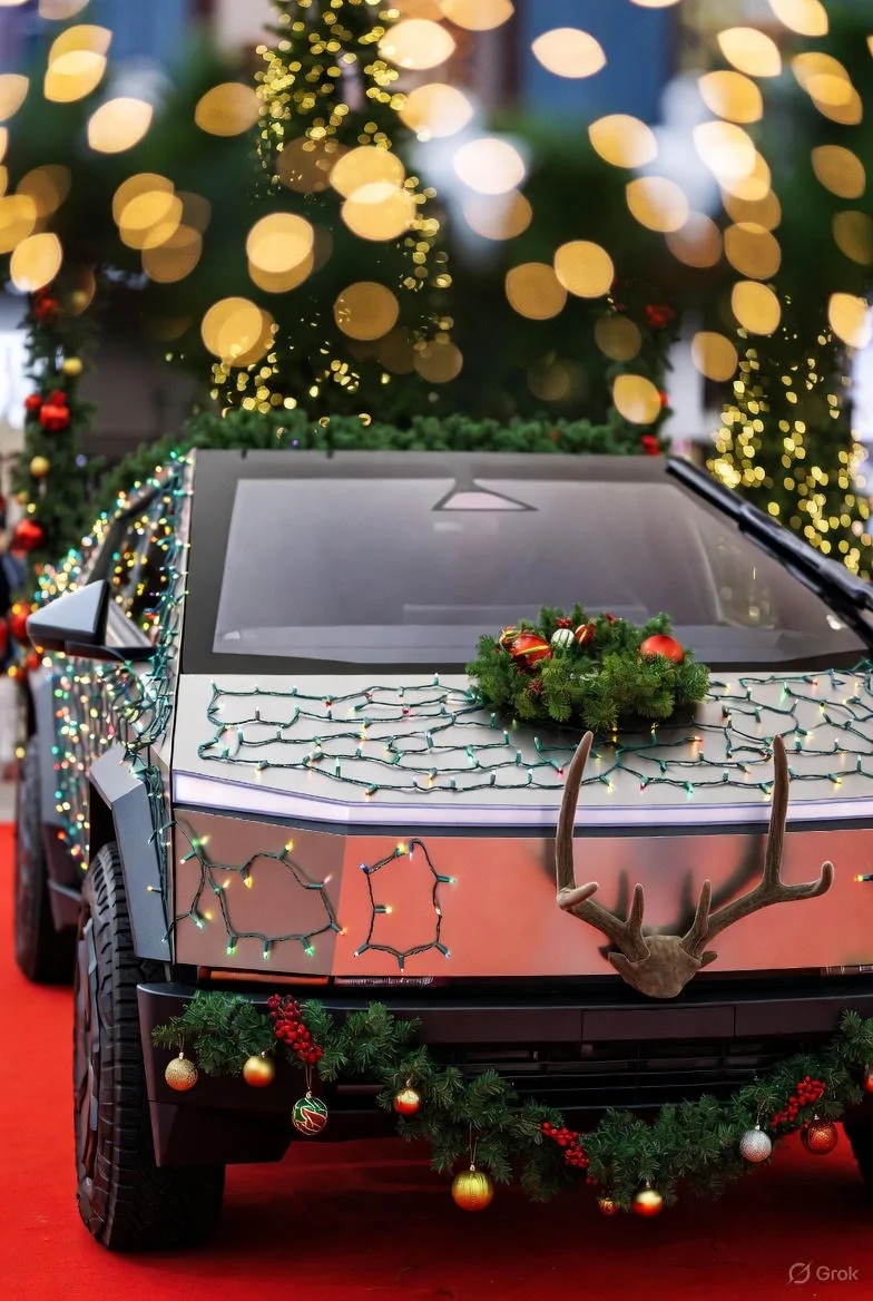 Tesla Cybertruck Merry Christmas Cyberfriends IMG_2228