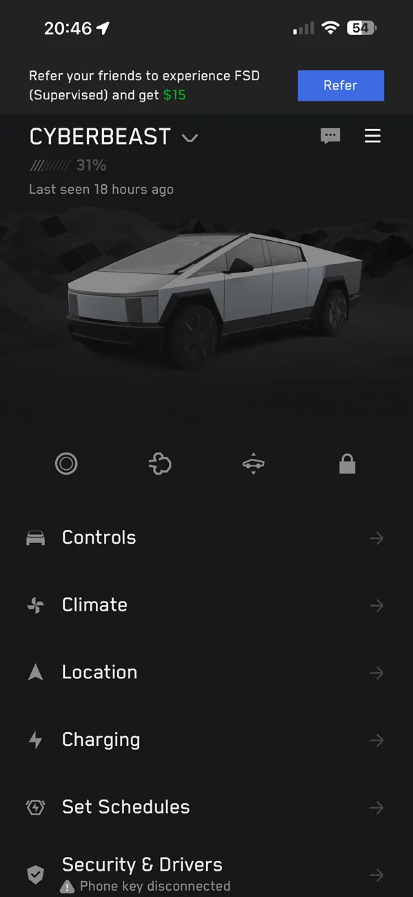 Tesla Cybertruck Phantom Power Draw in Low Power Mode IMG_3573