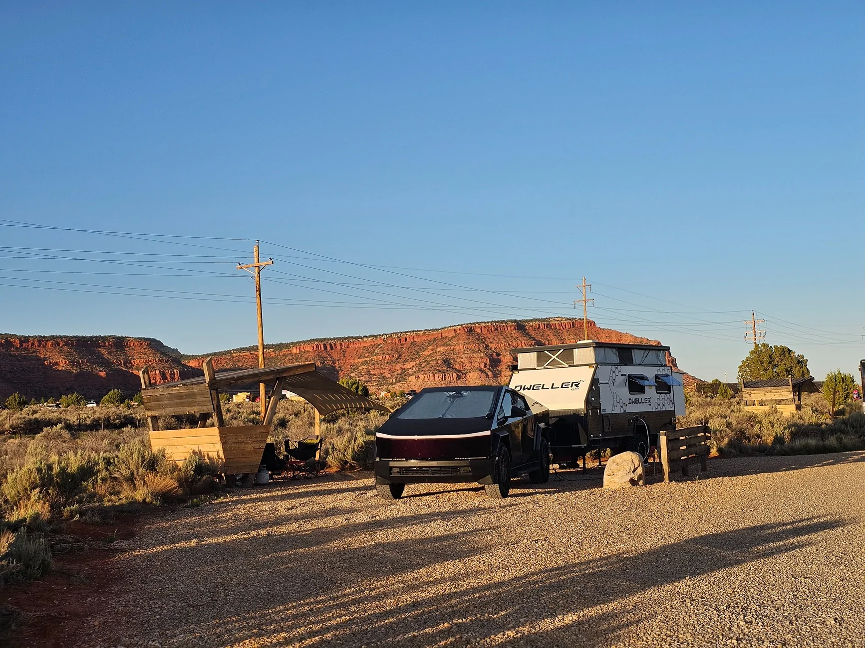 Tesla Cybertruck Camping trip towing trailer (Braxton Bushwacker) 20250523_195853