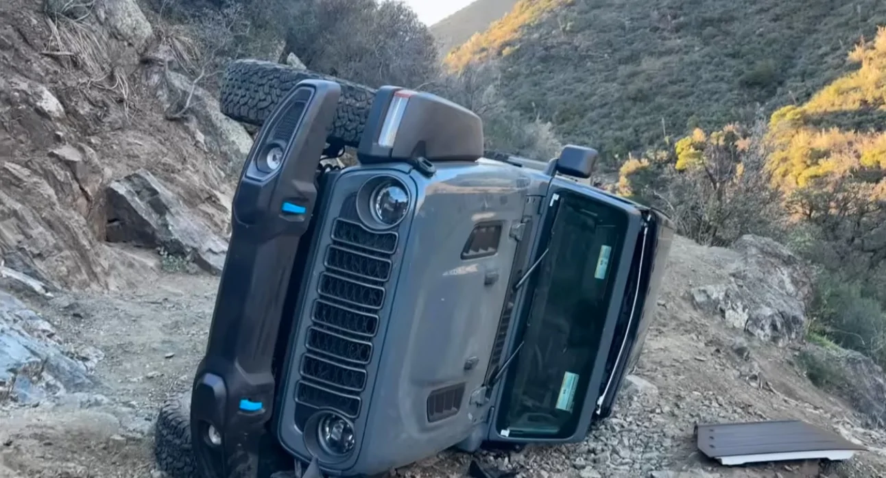 Tesla Cybertruck Upside down Cybertruck recovery video -- "Cyber Truck Turns Into A Teeter Totter After Losing All Its Brakes!" Crown King   