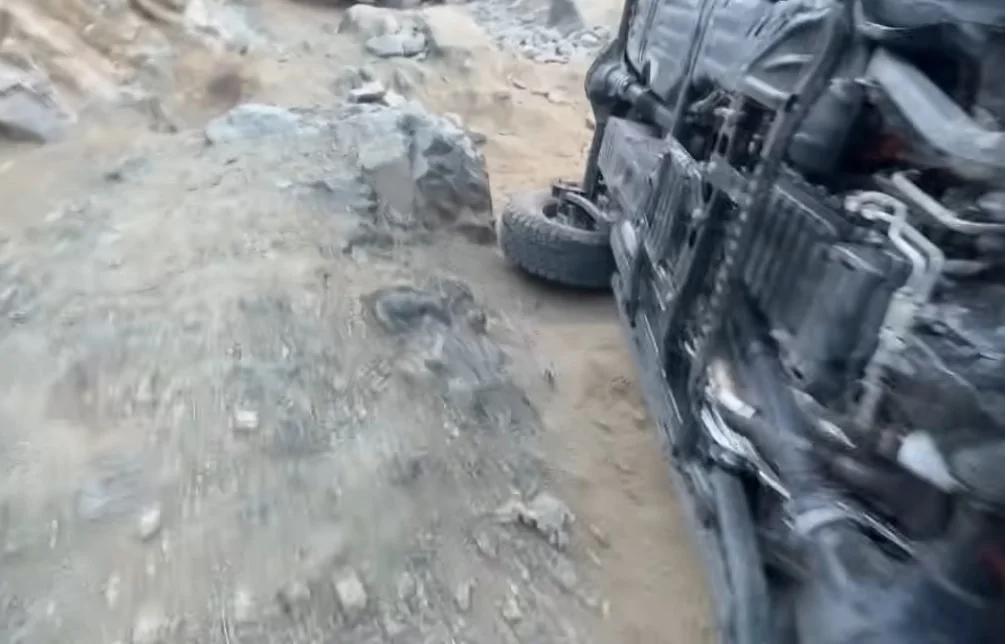 Tesla Cybertruck Upside down Cybertruck recovery video -- "Cyber Truck Turns Into A Teeter Totter After Losing All Its Brakes!" Crown King   c