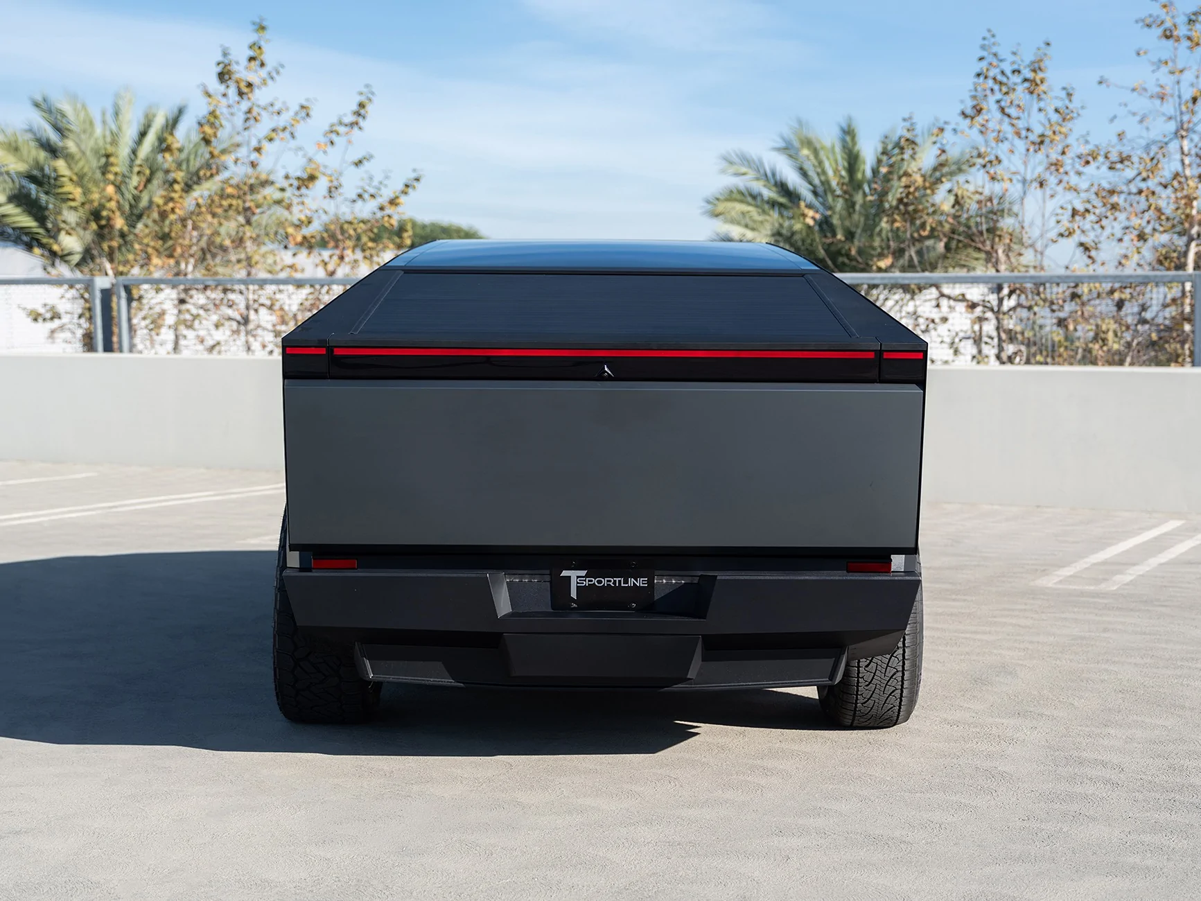 Tesla Cybertruck Installed Inozetek Satin Midnight Moss PPF Wrap kit at T Sportline inozetek-satin-midnight-moss-tesla-cybertruck-24-inch-tc8-gloss-black-wheels-1920-6