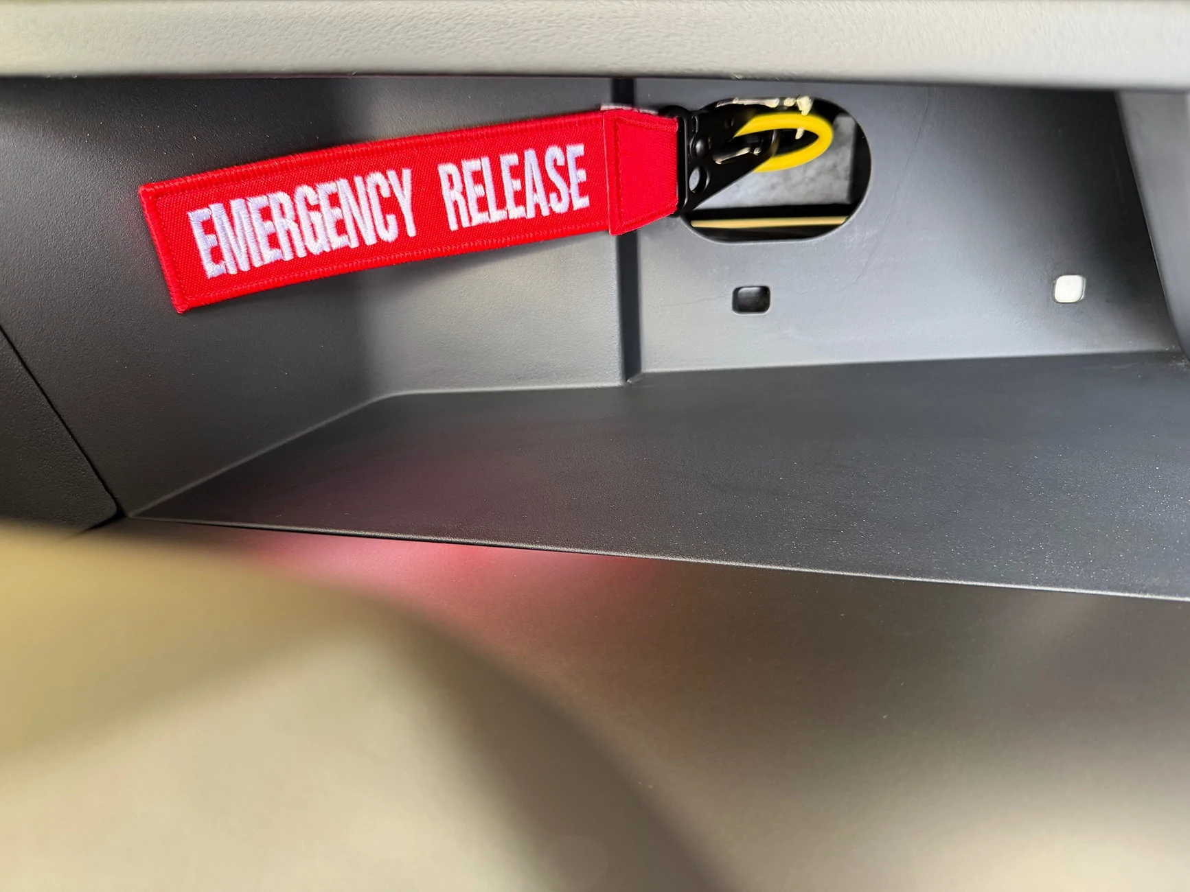 Tesla Cybertruck Emergency Exit Rear Door Release Ideas IMG_6872