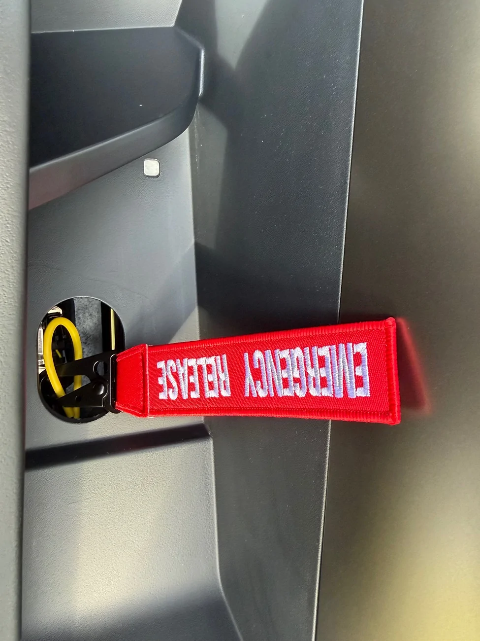 Tesla Cybertruck Emergency Exit Rear Door Release Ideas IMG_6874