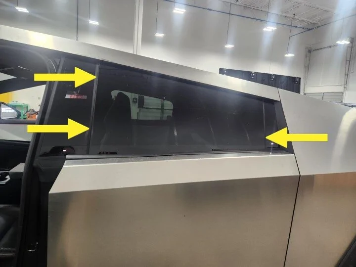 Tesla Cybertruck Road wind noise improved with easy fix: lower rear windows slightly! IMG_7365