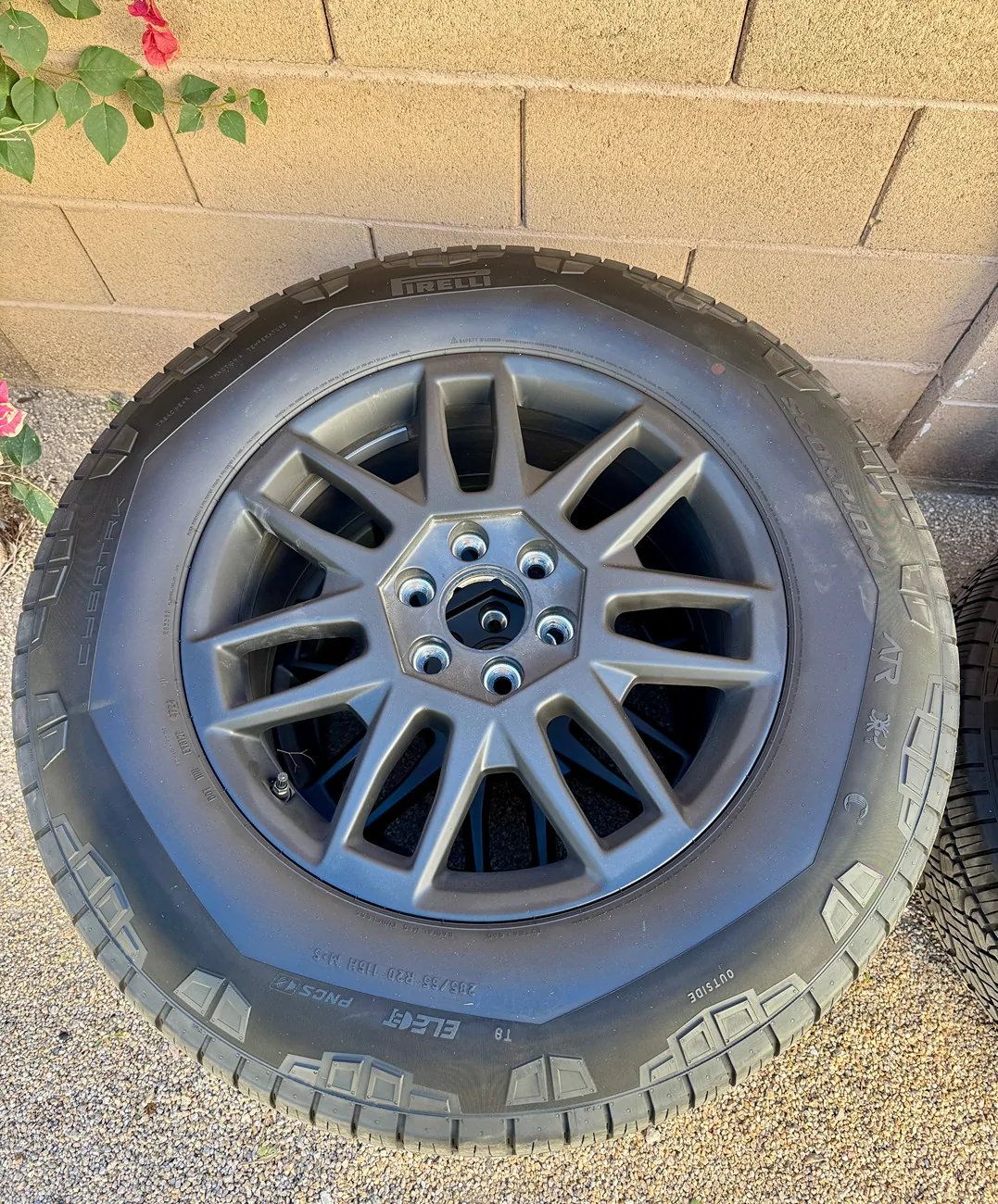 Tesla Cybertruck FS - 2025 Tesla Cybertruck 20" OEM Core Wheels & Pirelli Scorpion Tires - Complete Set w/ TPMS & Covers TESLA CYBERTRUCK WHEEL TIRE SET 3