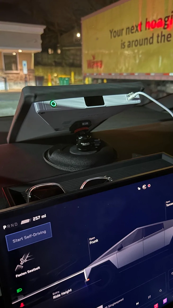 Tesla Cybertruck Convenient Starlink Mini dashboard mount + Video IMG_1243