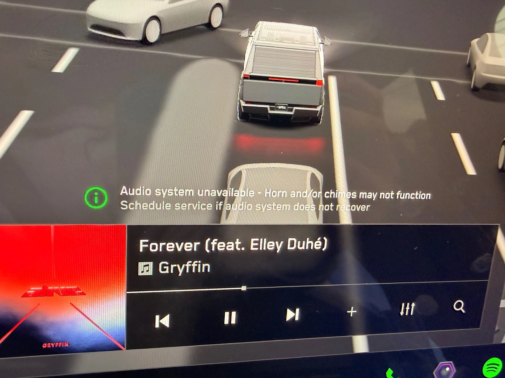 Tesla Cybertruck Audio system unavailable message after installing front light bar IMG_1670
