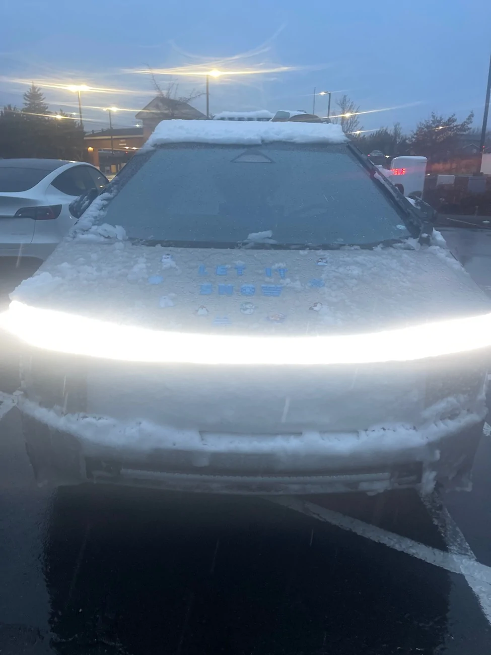 Tesla Cybertruck Snow blocking headlights IMG_2020