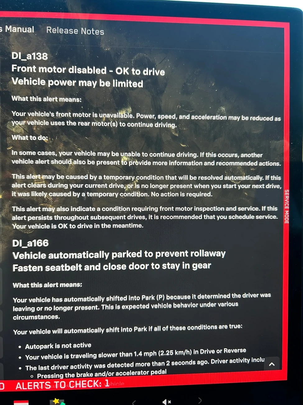 Tesla Cybertruck Error msg: " Front motor disabled-Ok to drive" IMG_3179