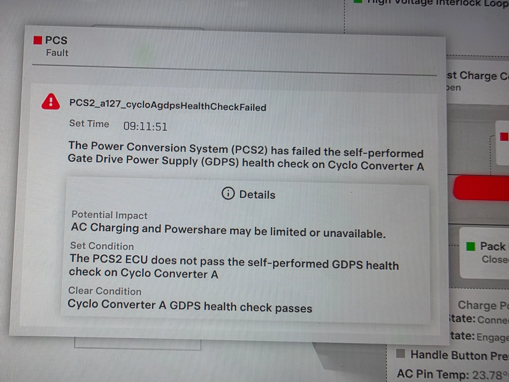 Tesla Cybertruck PCS Failure - Can’t charge at all 20260216_095039