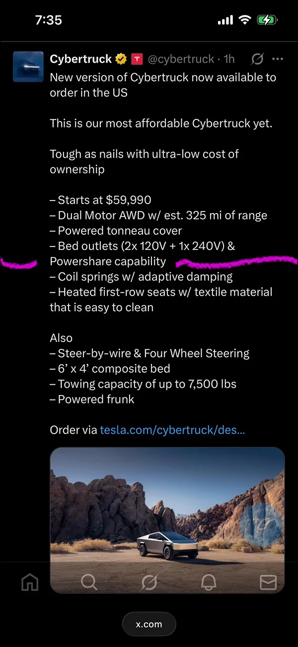 Tesla Cybertruck $59,990 Dual Motor AWD Cybertruck announced! (Estimated Delivery Date Now 2027!) IMG_5240