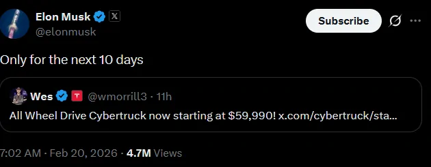 Tesla Cybertruck $59,990 Dual Motor AWD Cybertruck announced! (Estimated Delivery Date Now 2027!) zimage12350