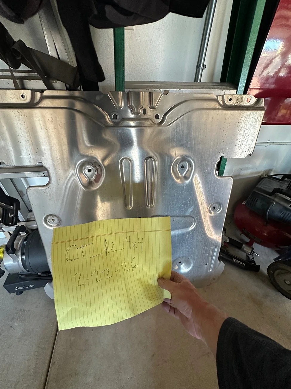 Tesla Cybertruck Front Motor Aluminum OEM Armor $100 IMG_3837