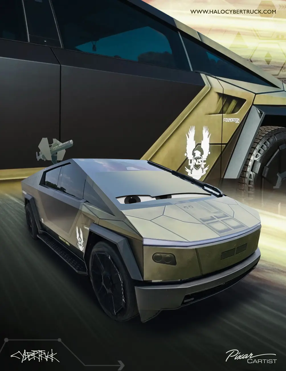 Tesla Cybertruck Pixar Halo Cybertruck Halocybertruck poster resized