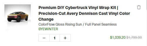Tesla Cybertruck Crazy Good Deals on DIY Cybertruck Wrap Kits (from DIY Wrap Club / TESBROS) 1771881479497-1q