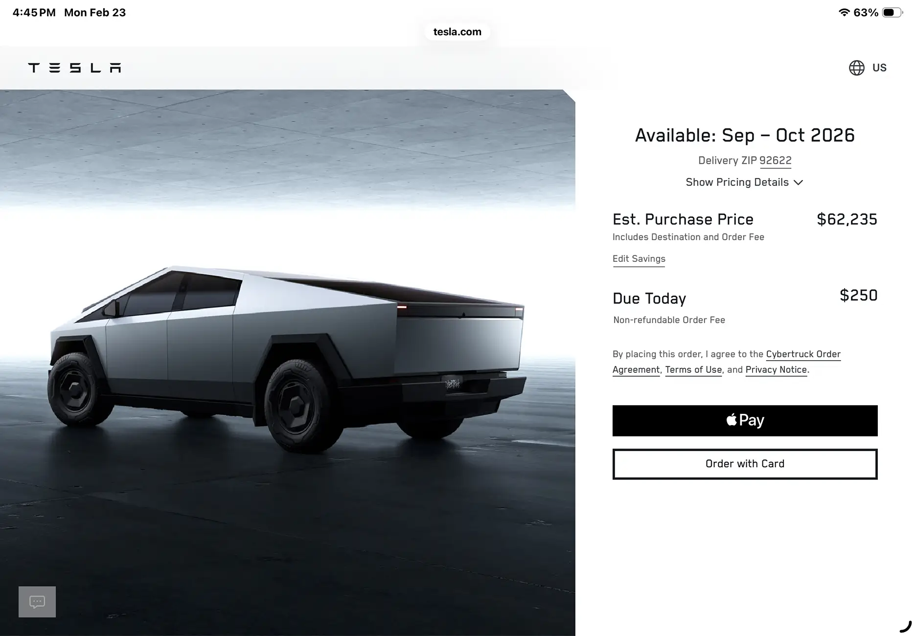 Tesla Cybertruck $59,990 Dual Motor AWD Cybertruck announced! (Estimated Delivery Date Now 2027!) IMG_2762