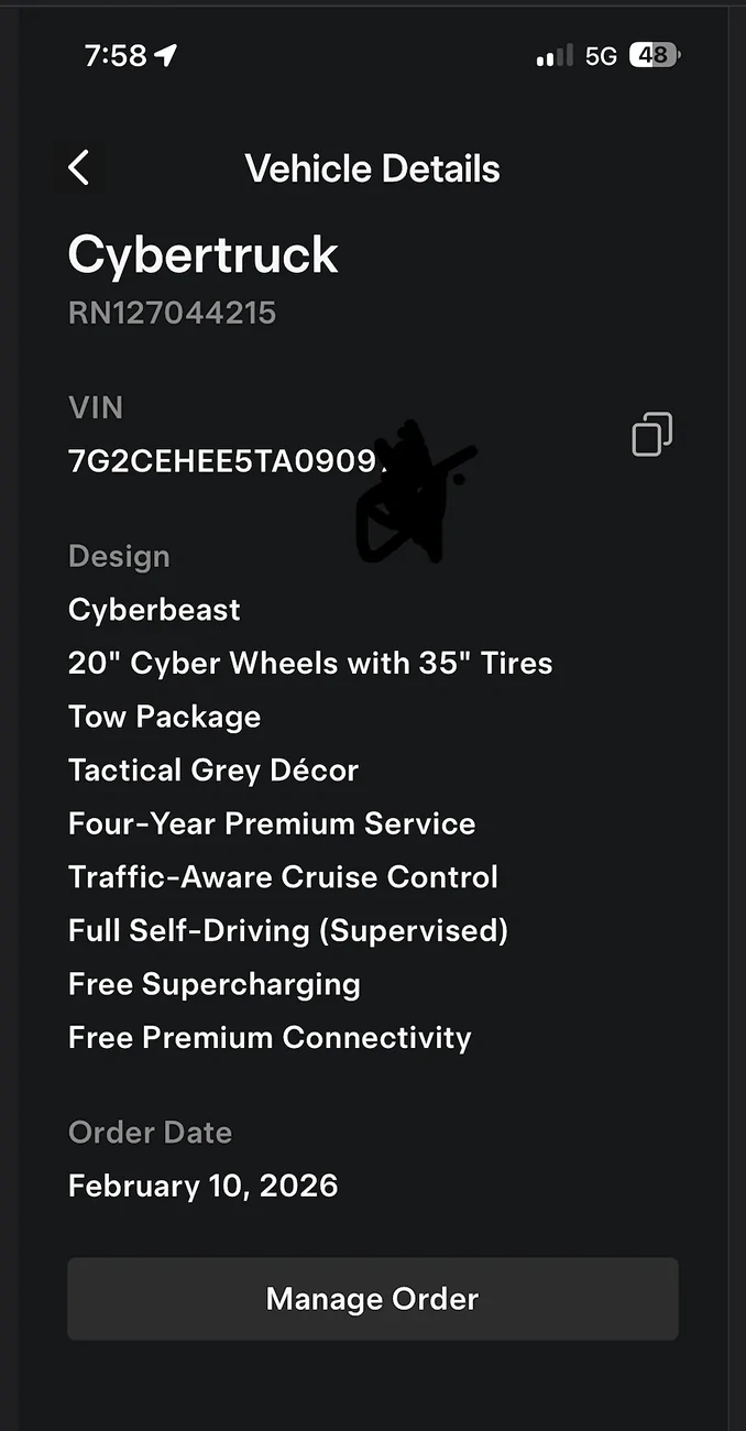 Tesla Cybertruck Has anyone RECEIVED a 2026 Cybertruck? Screenshot 2026-02-21 at 8.04.13 PM
