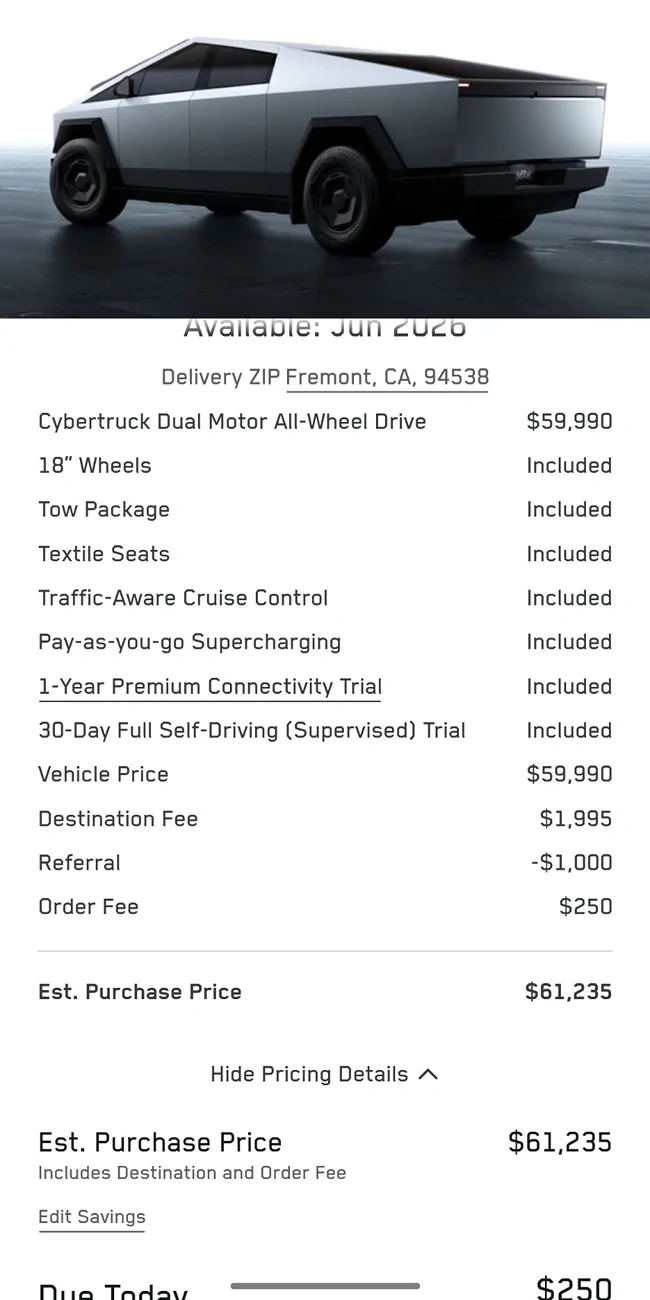 Tesla Cybertruck $59,990 Dual Motor AWD Cybertruck announced! (Estimated Delivery Date Now 2027!) 60k_cybertruck_lol